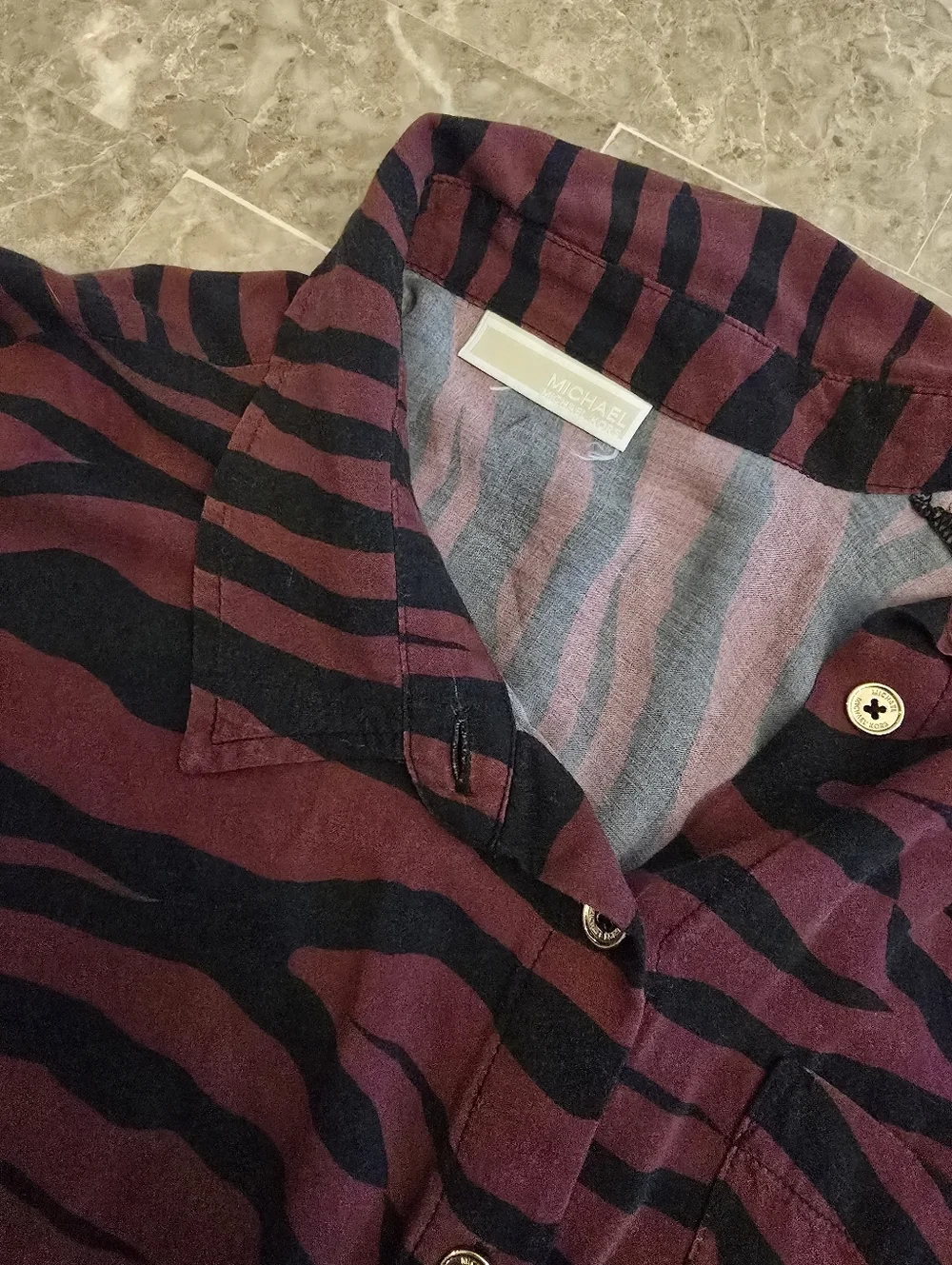 Michael Kors Zebra Print Tie Front Shirt.sz M/l
